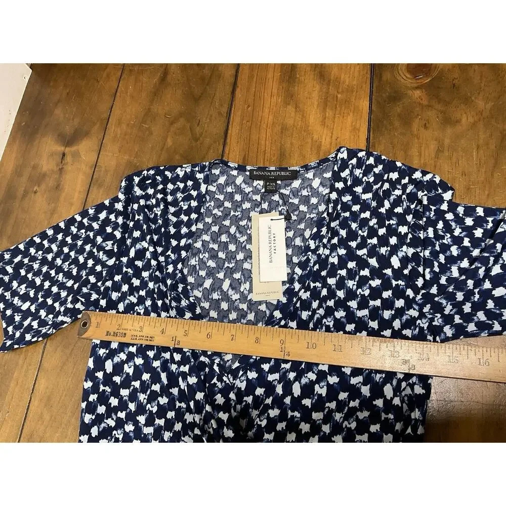 Banana Republic Women's Dress Size PXS Blue Asymmetrical Wrap Dress - Picture 9 of 11